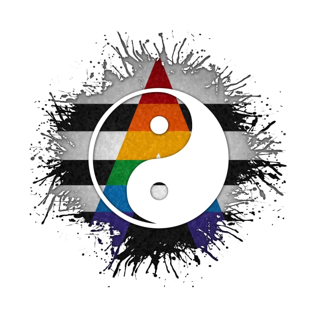 Paint Splatter LGBT Ally Pride Yin and Yang Symbol by LiveLoudGraphics