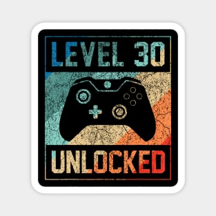 Level 30 Unlocked  Video Gamer 30th Birthday Magnet