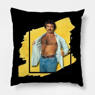 Tom Selleck//Yellow Splash Pillow