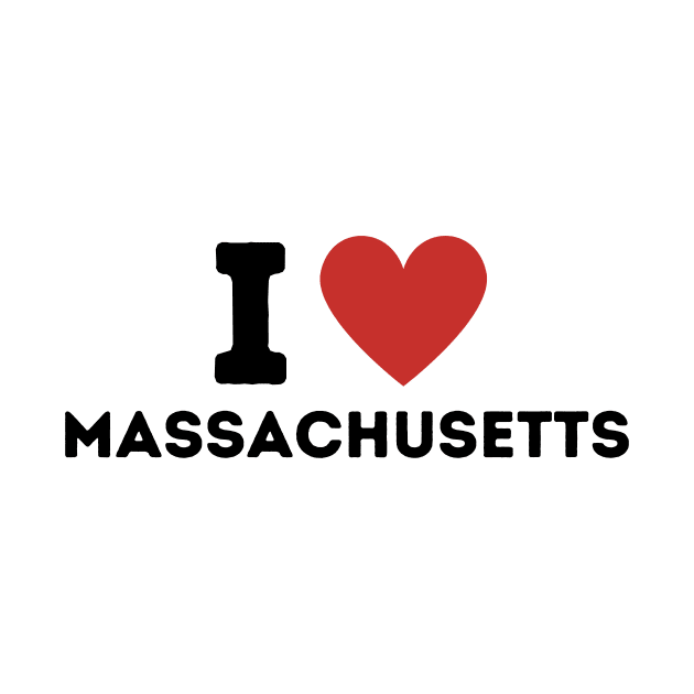 I Love Massachusetts Simple Heart Design by Word Minimalism