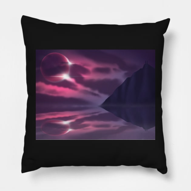 Alien World Landscape Pillow by DahlisCrafter