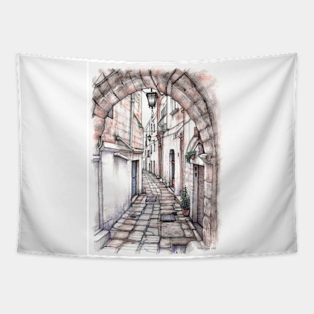 Ostuni, Puglia, Italy Tapestry by manisketcher