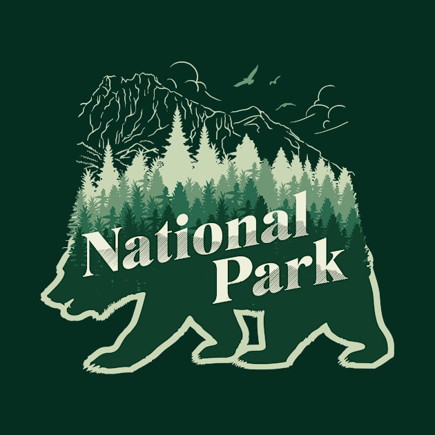 Phrase national park with bear and mountains by KOTYA