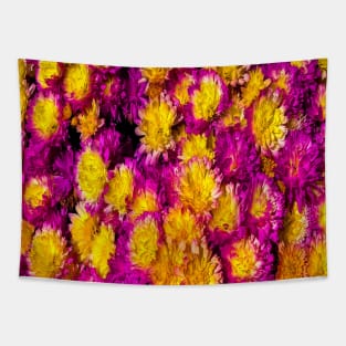 Bright Pink Yellow Flowers Tapestry