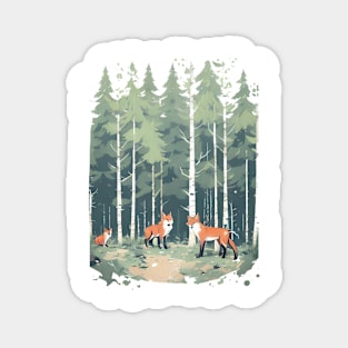 Foxes and Forest - Gift Magnet