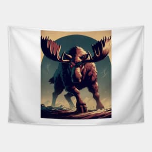 angry moose vintage poster Tapestry