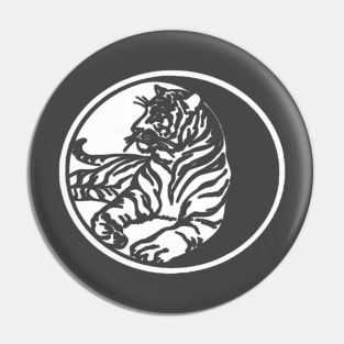 Tiger Silhouette In White Tribal Tattoo Style Vector Art Pin