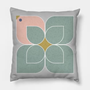 Vintage geometric flowers and birds Pillow