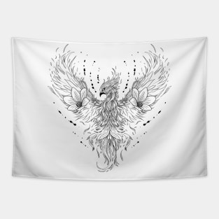 Phoenix with flowers.Mystical symbol Tapestry