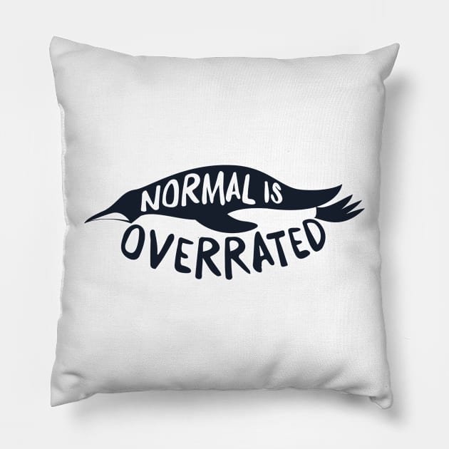 Normal is Overrrated - Atypical Penguin Pillow by shopfindingbeni