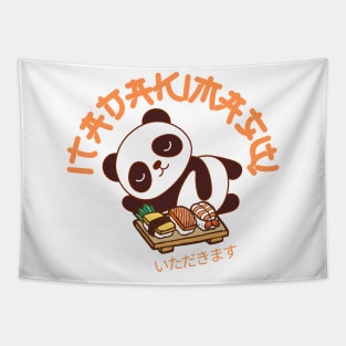 Cute Hungry Panda Kawaii Itadakimasu Tapestry