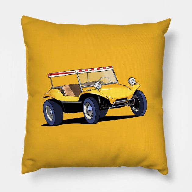 Yellow Beach Buggy Pillow by Webazoot