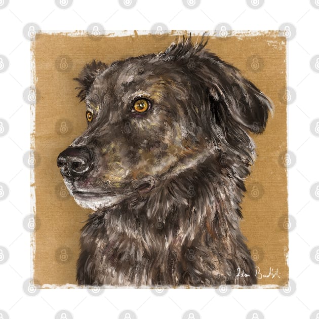 Painting of a Cute Furry Brown Dutch Shepherd Dog by ibadishi