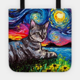 Tabby Tiger Cat Starry Night Tote