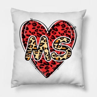 Love MISSISSIPPI Leopard Heart MS Pillow