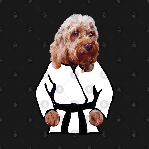 Blue eyed black belt Kong fu Cava - Karate -martial arts Cavapoo  Cavoodle puppy dog  - cavalier king charles spaniel poodle, puppy love by Artonmytee