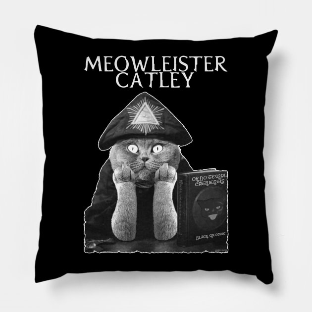 Meowleister Pillow by darklordpug