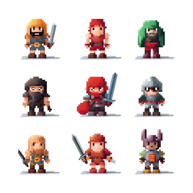 Pixel art video game characters by ElusiveArt