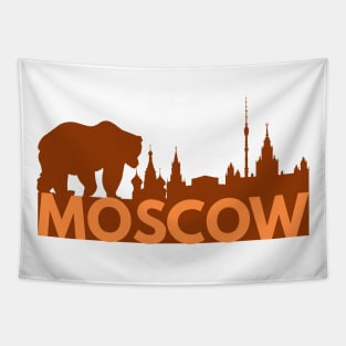 Moscow Skyline and Russian Bear Tapestry