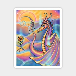 Dragon art sunset fantasy art by Renee Lavoie Magnet