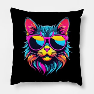 Cool Neon Cat Pillow