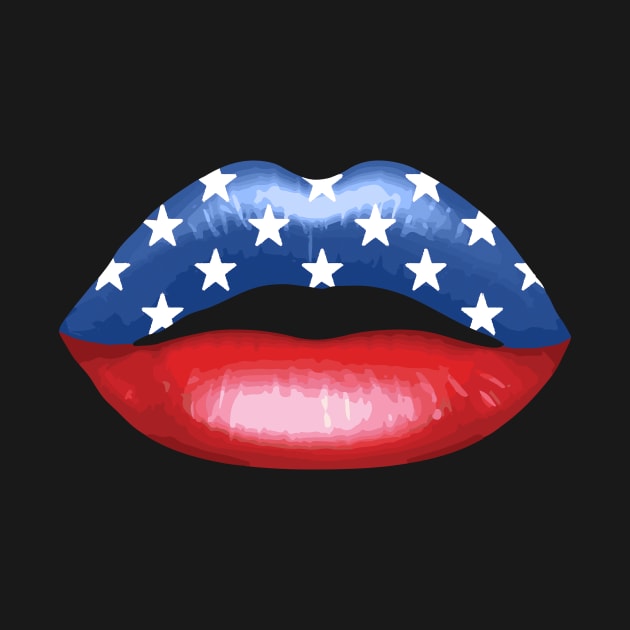 American Kiss Flag Lips by sodaholiday