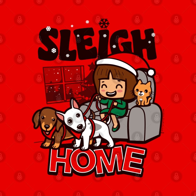 Sleigh Home Cute Kawaii Christmas Cartoon For Pet Lovers by BoggsNicolas