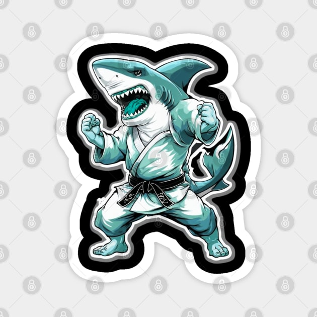 Karate Shark Magnet by Creatifly Graphic Tees
