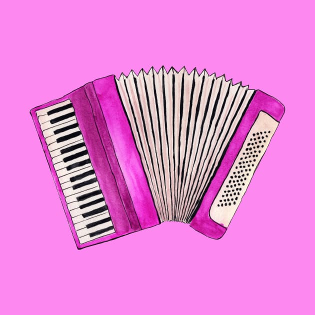 Pink accordion by JenPolegattoArt