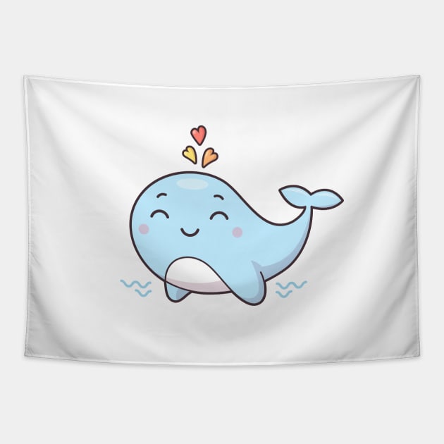 Cute Kawaii Whale Tapestry by zoljo