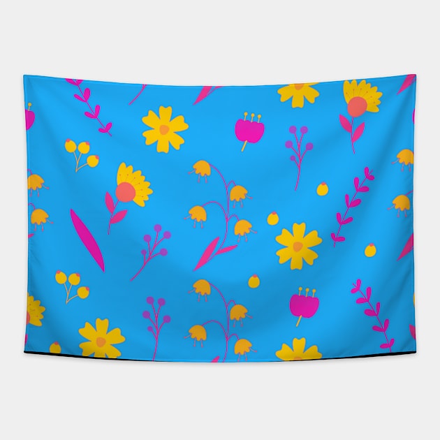 Pan Pride Simple Mixed Flowers Pattern Tapestry by VernenInk