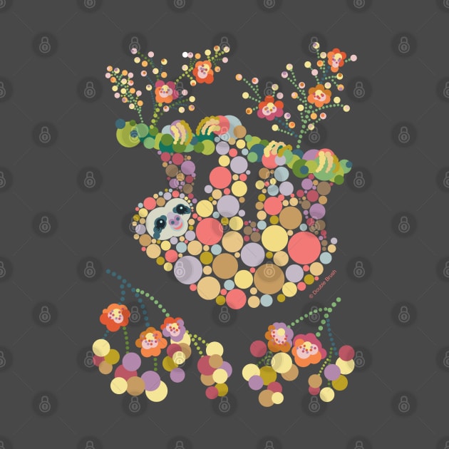 Pretty Sloth Animal Graphic Design Circles Dots Bubbles by DoubleBrush