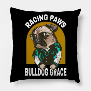 Lewis Hamilton - Racing Paws and Bulldog Grace! Pillow