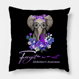 Forget me not Alzheimer's Awareness Elephant Flower Pillow