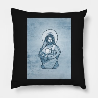 Virgin Mary with baby Jesus Christ illustration Pillow