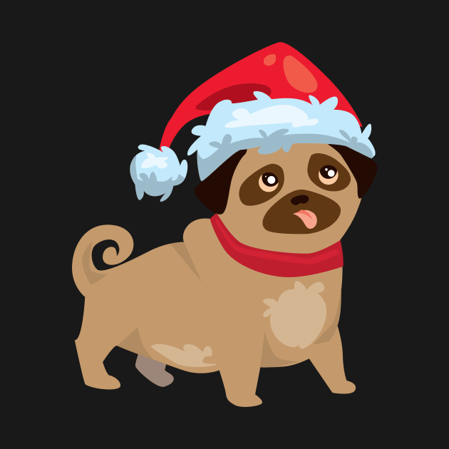 Christmas pug with hat by hippyhappy