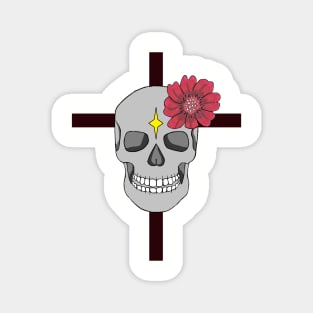 Stylized skull with cross Magnet