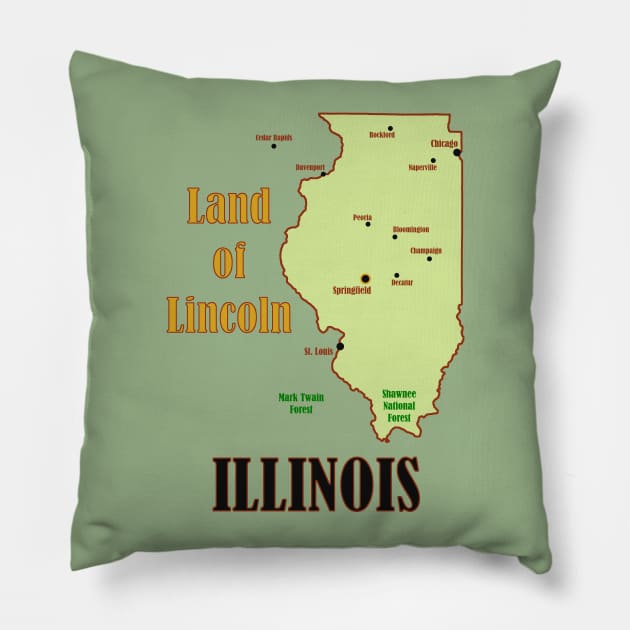 Illinois State Map Pillow by Pr0metheus