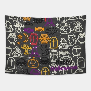 Spooky halloween horror collage Tapestry