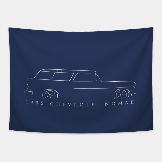 1955 Chevy Nomad - profile stencil, white Tapestry by mal_photography