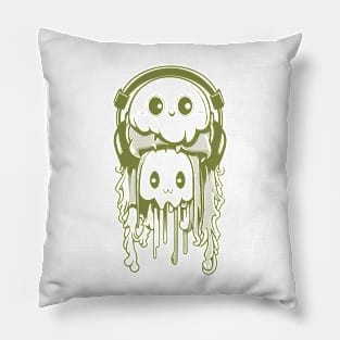 horror and cute headphone fantastic and gotic graphic design ironpalette Pillow