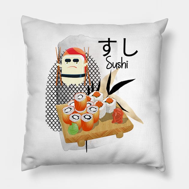 japanese sushi Pillow by TomUbon