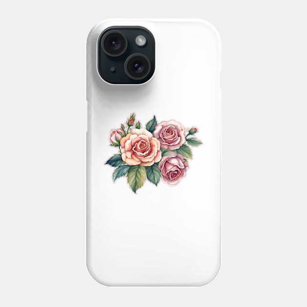 Roses watercolor Phone Case by JnS Merch Store