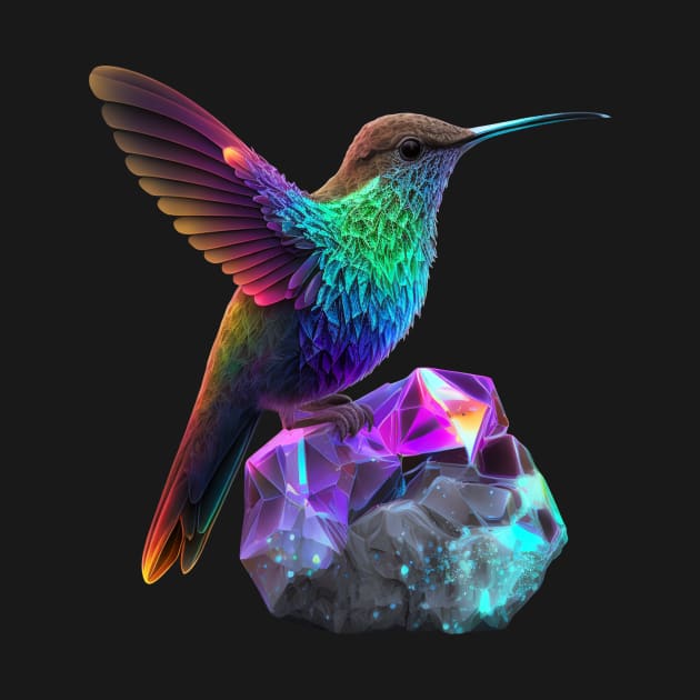 Psychedelic Hummingbird and Space Crystal by SCHummingbirds