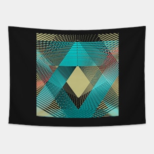 Geometric linear triangles pattern blue Tapestry