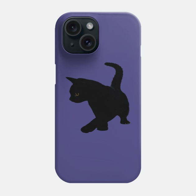 Cute Baby Black Cat Silhouette Tail Held High Vector Cut Out Phone Case by taiche