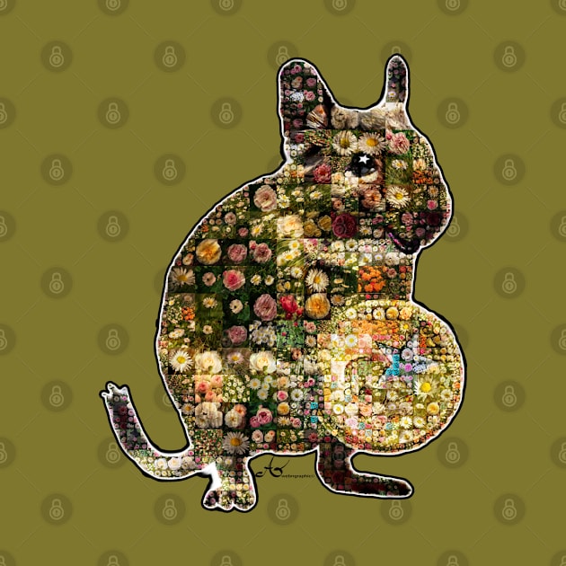 Degu Desert Mouse Rat with Flowers Mosaic Design by Symbolsandsigns