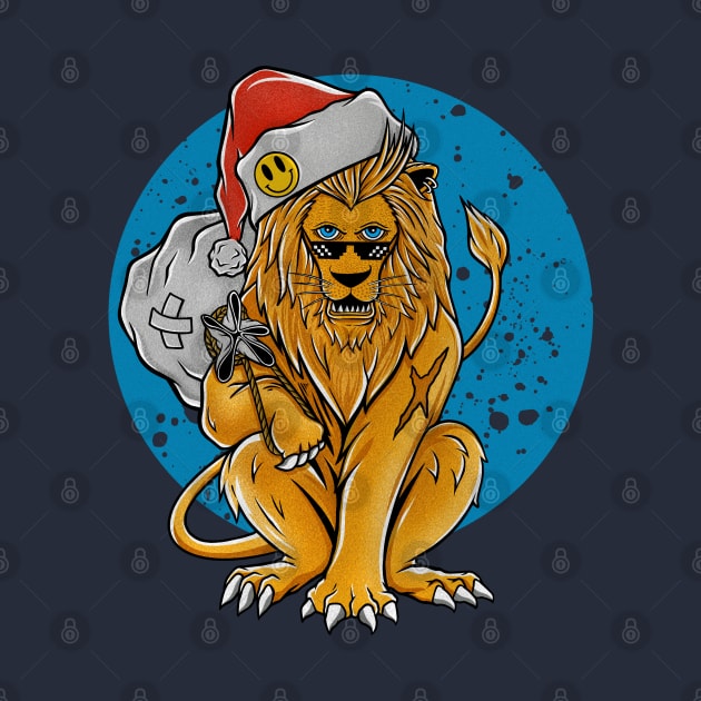Lion with santa hat by DMD Art Studio