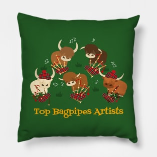 Top Highland Cattle Bagpipes Artists - Pipe Band Pillow