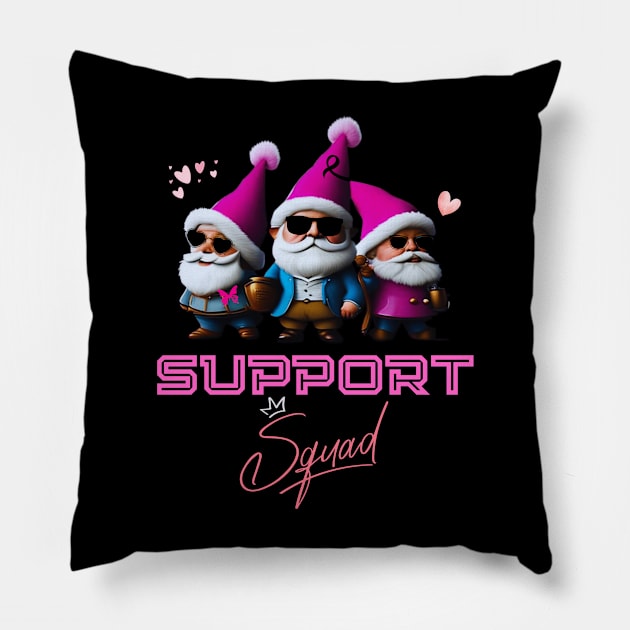 Funny Gnomies Support Squad Breast Cancer Awareness Month Pillow by Adam4you